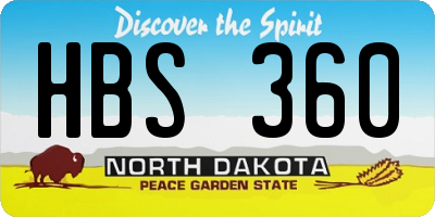 ND license plate HBS360