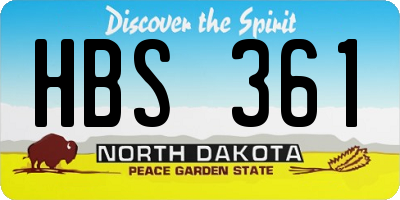 ND license plate HBS361