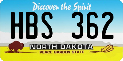 ND license plate HBS362