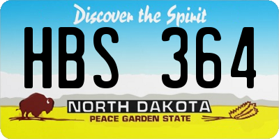 ND license plate HBS364