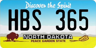 ND license plate HBS365