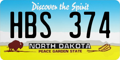 ND license plate HBS374