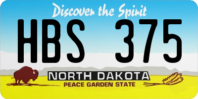 ND license plate HBS375