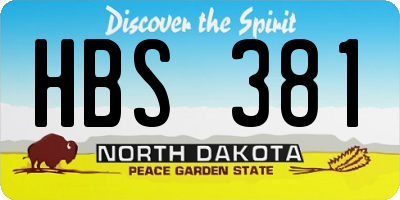 ND license plate HBS381