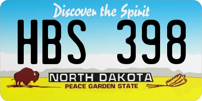 ND license plate HBS398