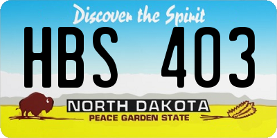ND license plate HBS403