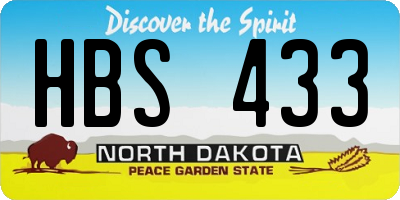 ND license plate HBS433
