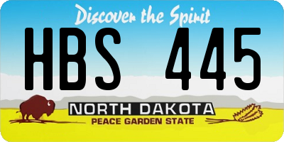 ND license plate HBS445