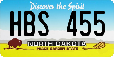 ND license plate HBS455