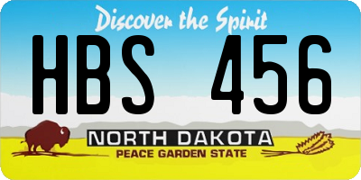 ND license plate HBS456