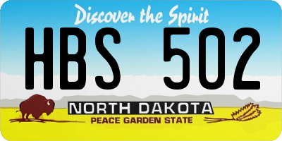 ND license plate HBS502