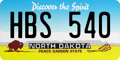 ND license plate HBS540