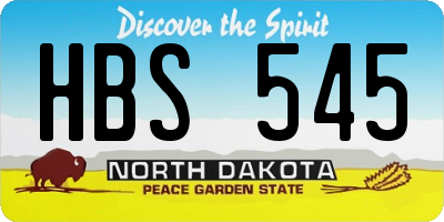 ND license plate HBS545