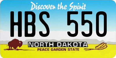 ND license plate HBS550