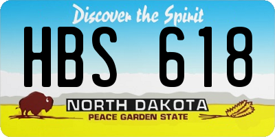 ND license plate HBS618