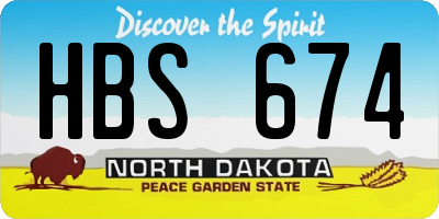 ND license plate HBS674