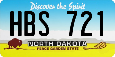 ND license plate HBS721