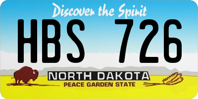 ND license plate HBS726