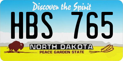 ND license plate HBS765