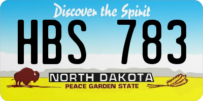ND license plate HBS783