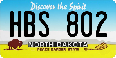 ND license plate HBS802