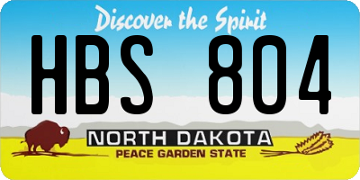 ND license plate HBS804