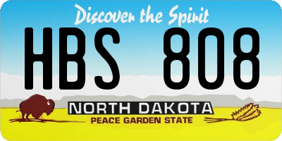 ND license plate HBS808