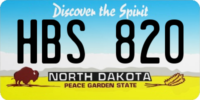 ND license plate HBS820