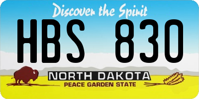 ND license plate HBS830
