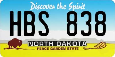 ND license plate HBS838