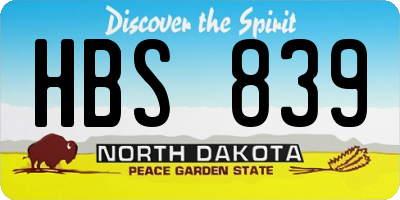 ND license plate HBS839