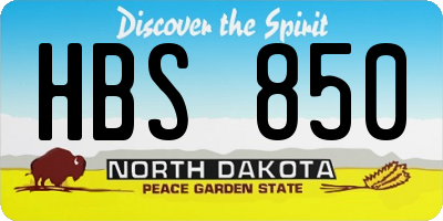 ND license plate HBS850