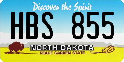 ND license plate HBS855
