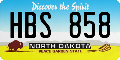 ND license plate HBS858