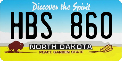 ND license plate HBS860