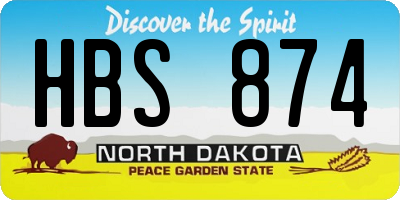 ND license plate HBS874