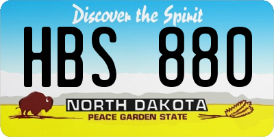 ND license plate HBS880