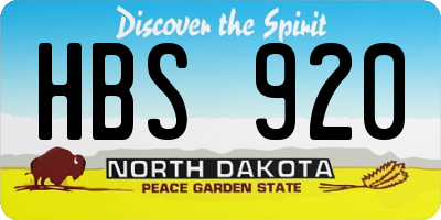 ND license plate HBS920