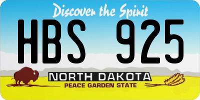 ND license plate HBS925