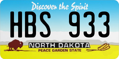 ND license plate HBS933