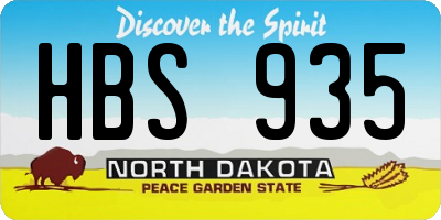 ND license plate HBS935