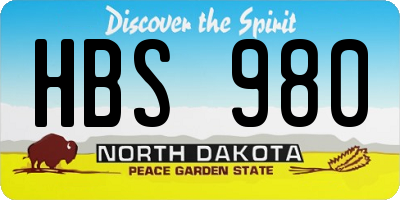 ND license plate HBS980