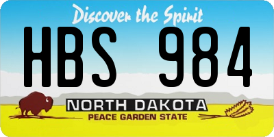 ND license plate HBS984