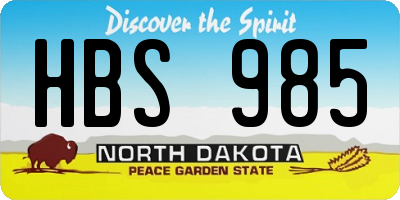 ND license plate HBS985