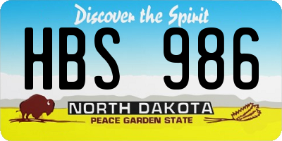 ND license plate HBS986