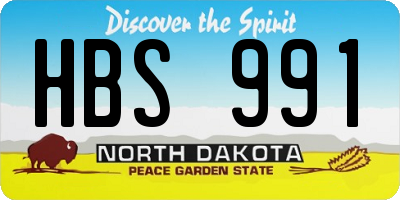 ND license plate HBS991