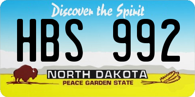 ND license plate HBS992