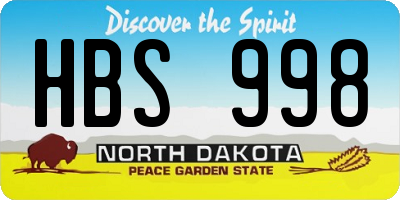 ND license plate HBS998