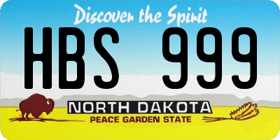 ND license plate HBS999