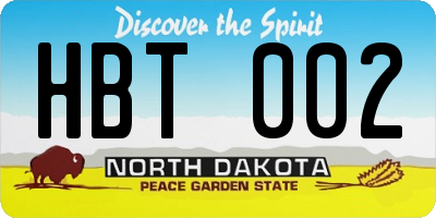 ND license plate HBT002